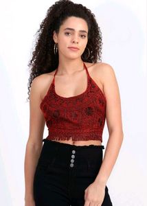 Maroon 🪡 Embroidered Bralette Y2k Style