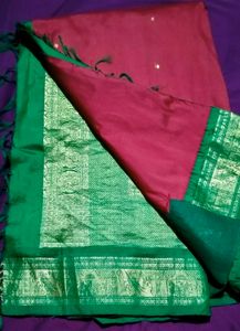 Red &amp; Green Pure Kanjivaram Silk Saree