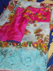 Floral Print Fabric with Lace Trim