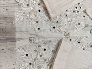 White Floral Applique Pant Set