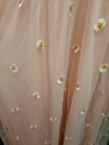 Woman&#39;s Floral Design Dress With Mesh