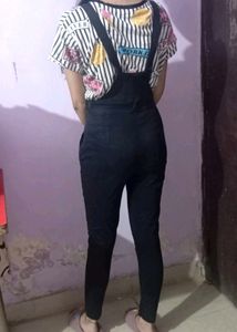 Woman Black Dungaree
