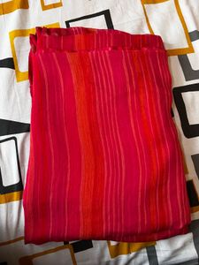 Elegant Striped Saree orange and pink