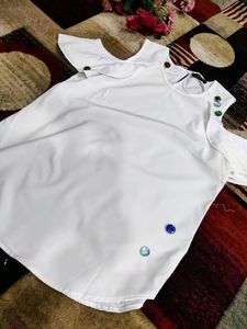 White Cold Shoulder Top