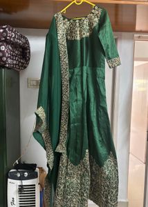 🆕 Bottle Green Ethnic Gown