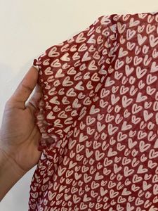 Cute Heart Print net  Crop Top