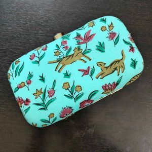 Brand New Sea Green animal Printed Clutch