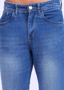 Shein Full Length Mid Wash Fixed Waist Knee Slit J