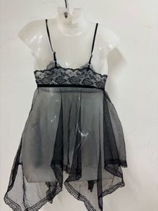 Asymmetrical Mesh Dress Black