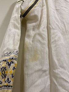Printed Sleeves White Top With Some Flaws