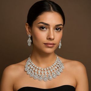 Diamond Statement Necklace & Earrings