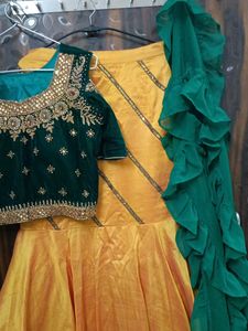 Embroidered Green Velvet Blouse