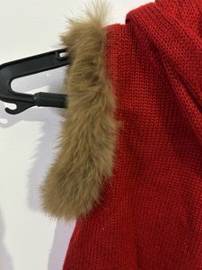 Red Knitted Vest with Fur