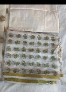 White Banarasi Zari Suit