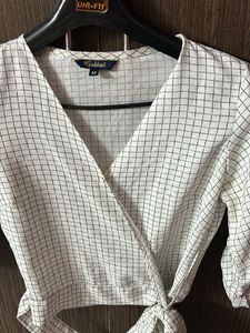 Checkered Wrap Top