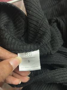 Black Ribbed Polo Tee