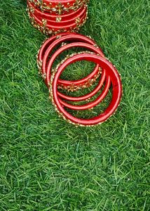 Red &amp; Gold Beaded Bangles