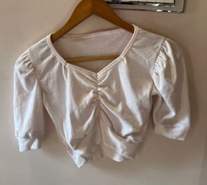 White Ruched Crop Top