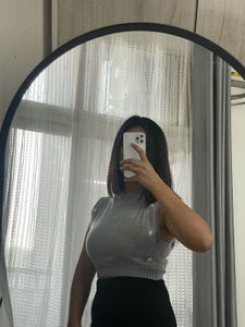 Grey Knit Sleeveless Top