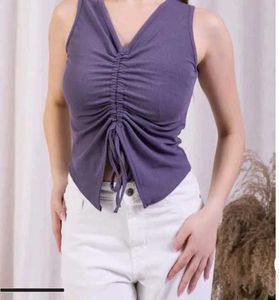 Purple Ruched Front Tank Top