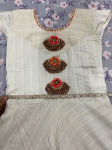 Elegant White Embroidered Dress Along With Dupatta