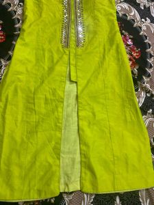 Lime Green Embellished Kurti