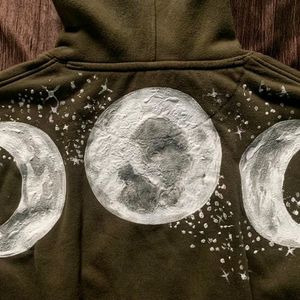 MOON CYCLE HAND PAINTED CROP HOODIE