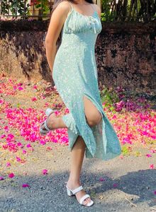 Floral Print Midi Slit Dress