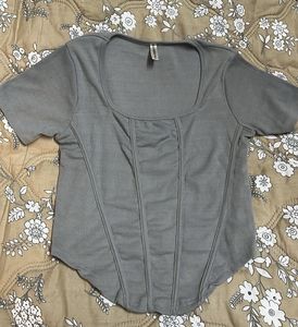 Gray Corset Style Tee
