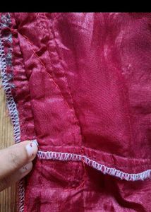 Maroon Gown With Net Dupatta