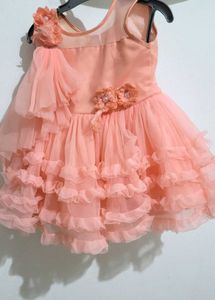 Peach Ruffle Party Dress
