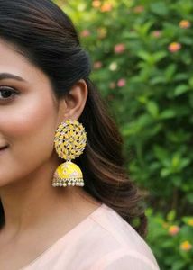 Yellow Jhumka Earrings
