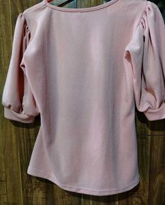 New Cute Pink Puff Sleeve Top