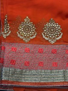 Orange Embroidered Saree