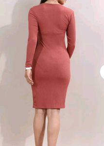 Peach Colour Bodycon Dress