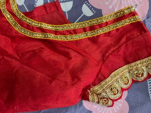 Red &amp; Gold Embellished Blouse