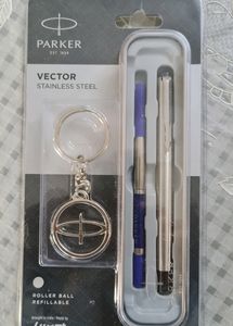 Parker Vector Steel Roller Ball Pen &amp; Keychain