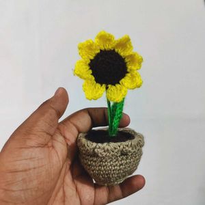 Handmade Crochet Sunflower Pot