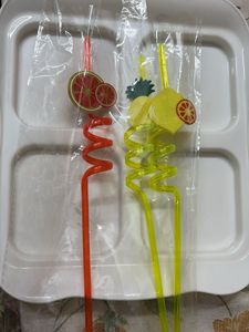 3 Plastic Fruit Theme Reusable Straws