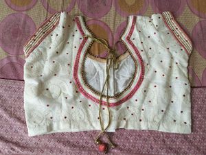 Peach Chiffon Saree with Silver Border