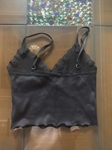 Black Lace Trim Cami Top