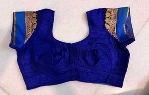 Rose Red &amp; Royal Blue Saree With Blouse