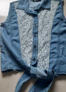 Sleeveless Denim Jacket ( 10-14 yr girls)