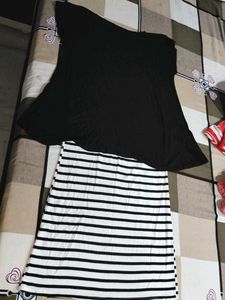 Black &amp; White Colour Midi Dress 👗 Good Fitting