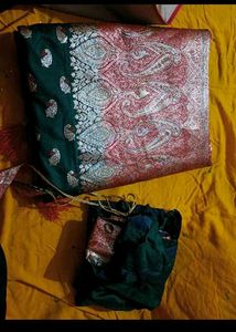 Pure silk banarsi saree with stitched blouse