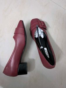 ELLE Embellished Maroon Block Pumps