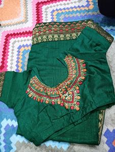 Elegant Green Embroidered Saree