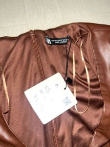 Brown Faux Leather Dress