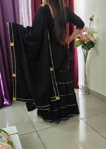 Black &amp; Gold Accent Sharara Suit