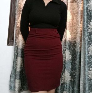Maroon Tight Skirt